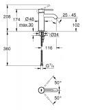 Bateria Umywalkowa Essence Hard Graphite DN 15 Rozmiar S 23590A01 Grohe