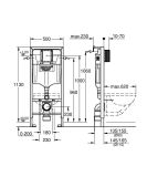 Stelaż Rapid SL Podtynkowy do WC 1,13m + Wsporniki 38536001 Grohe