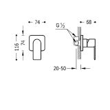 Bateria Prysznicowa Podtynkowa Loft Chrom 20017701 Tres