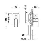 Bateria Prysznicowa Podtynkowa Loft Chrom 20018001 Tres