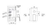 Bateria Prysznicowo-Wannowa Podtynkowa Teo Z Boxem 2-Wyjściowym Chrom 02042CHR Emporia