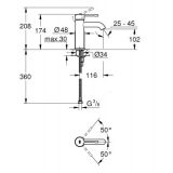 Bateria Umywalkowa Essence Hard Graphite DN 15 Rozmiar S 23590A01 Grohe
