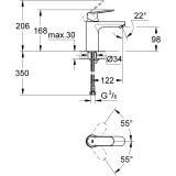 Bateria Umywalkowa, Rozmiar M Eurosmart Cosmopolitan 23327000 Grohe