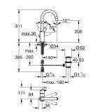 Bateria Umywalkowa, Rozmiar L Eurosmart 23537002 Grohe