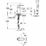 Bateria Umywalkowa Rozmiar S Z Zestawem Prysznicowym Eurosmart Cosmopolitan 23125000 Grohe