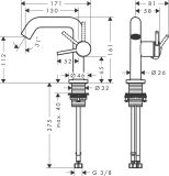 Bateria Umywalkowa Tecturis S 73321140 Coolstart Brąz Szczotkowany Hansgrohe