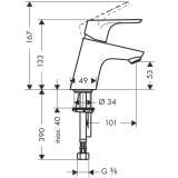 Bateria Umywalkowa Z Odpływem Focus Comfort Zone 70 31604000 Hansgrohe