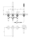 Bateria Wannowa 4-Otworowa Złoto Szczotkowane Y Y1232GLB Omnires