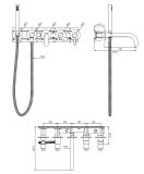 Bateria Wannowa 5-Otworowa Podtynkowa Złoty Y Y1237/1GL Omnires