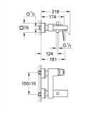 Bateria Wannowa Eurocube 23140000 Grohe