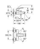 Bateria Wannowa Eurosmart Professional Matte Black 333002433 Grohe