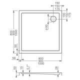 Brodzik Kwadratowy Flat Kvadro Square 80x80  8000118 Roltechnik