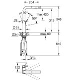 Jednouchwytowa Bateria Zlewozmywakowa Essence Phantom Black 30504KF0 DN 15 Grohe