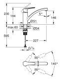 Jednouchwytowa Bateria Zlewozmywakowa Start Matte Black 324412432 DN 15 Grohe