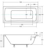 Wanna Prostokątna Optima Premium 160x70 + Zagłówek + Uchwyty Besco