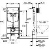 Stelaż Podtynkowy plus Przycisk Skate Cosmopolitan plus Wsporniki Rapid SL 3w1 38772001 Grohe