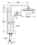 System Prysznicowy Z Przełącznikiem Vitalio Start System 250 Czarny Mat 266802430 Grohe