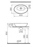 Umywalka Nablatowa Geo Oval 4423B003-0016 60x38 Vitra