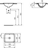 Umywalka Wpuszczana W Blat 42x35 Biały E505501 Ideal Standard