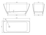 Wanna Wolnostojąca Parma Czarno-Biała 159x70,5 PARMAWWBCP Omnires