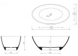 Wanna wolnostojąca Selia 156x83,5x58,5 cm Marmorin