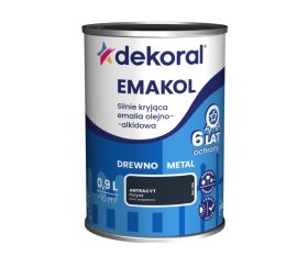 Emakol Antracyt Połysk 0,9L Silnie Kryjąca Emalia Do Drewna i Metalu Dekoral