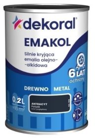 Emakol Antracyt Połysk 0,2L Silnie Kryjąca Emalia Do Drewna i Metalu Dekoral