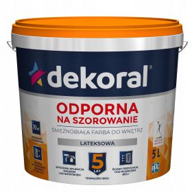 Farba Lateksowa Odporna na Szorowanie Biały 5 l Dekoral