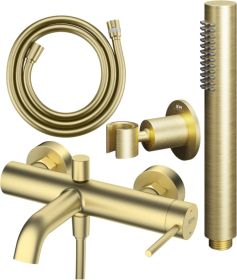 Bateria Wannowa z Zestawem Prysznicowym Fly Złoty Szczotkowany FLY27GN Emporia