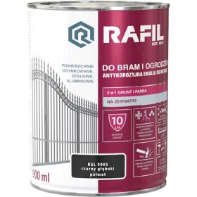 Farba Do Bram i Ogrodzeń Rafil Czarny Półmat 0.9L RAL 9005 Rafil