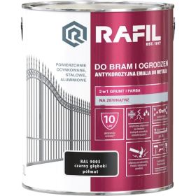 Farba Do Bram i Ogrodzeń Rafil Czarny Półmat 3L RAL 9005 Rafil