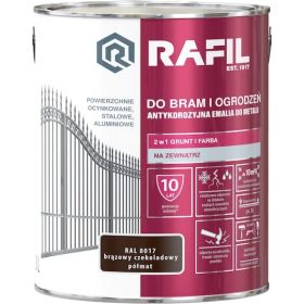 Farba Do Bram i Ogrodzeń Rafil Brąz Czekoladowy Półmat 3L RAL 8017 Rafil
