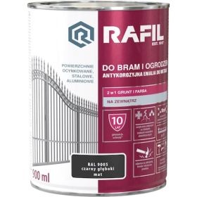 Farba Do Bram i Ogrodzeń Rafil Czarny MAT 0.9L RAL 9005 Rafil