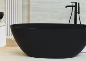 Wanna Wolnostojąca Wika 160x70,5 Czarny Mat Marmorin