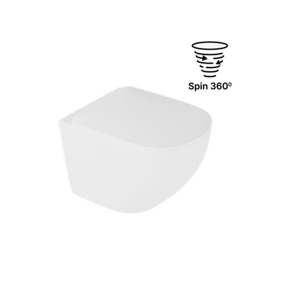 Miska WC Wisząca Bezrantowa Z Deską Z Systemem Spłukiwania Spin 360 Luqa Biały Mat CEAC.6403.K.6405.480.WHM Excellent