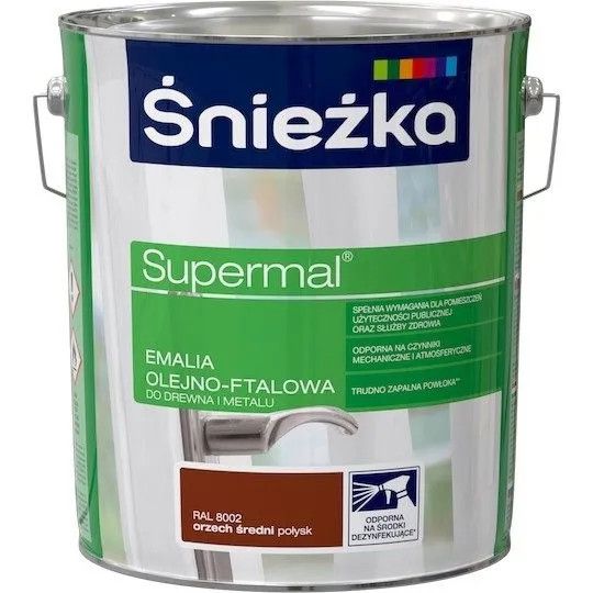 Emalia Olejno-Ftalowa Supermal Orzech Średni 5L Połysk Śnieżka