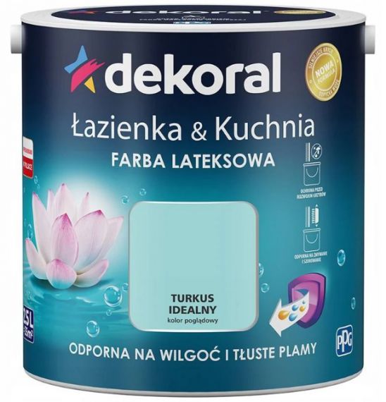 Farba Lateksowa Łazienka & Kuchnia Turkus Idealny 2,5L Dekoral