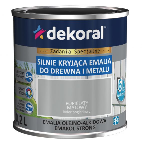 Emalia Olejno-Alkidowa Emakol Strong Popielaty Mat 0,2L Dekoral