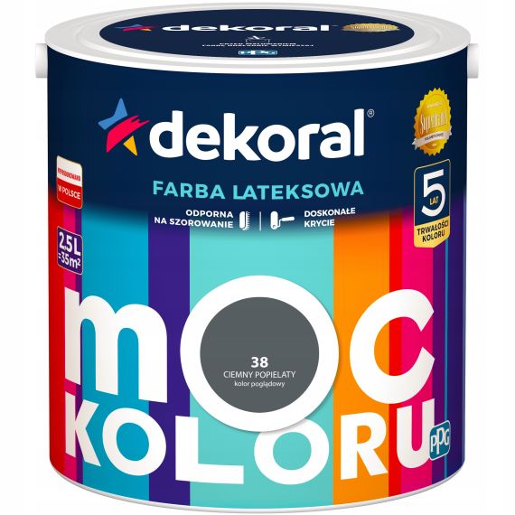 Farba Moc Koloru Ciemny Popielaty 2,5L Dekoral