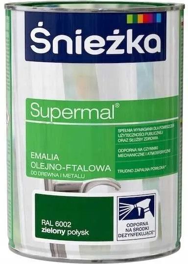 Emalia Olejno-Ftalowa Supermal Zielony 0,8L Połysk Śnieżka