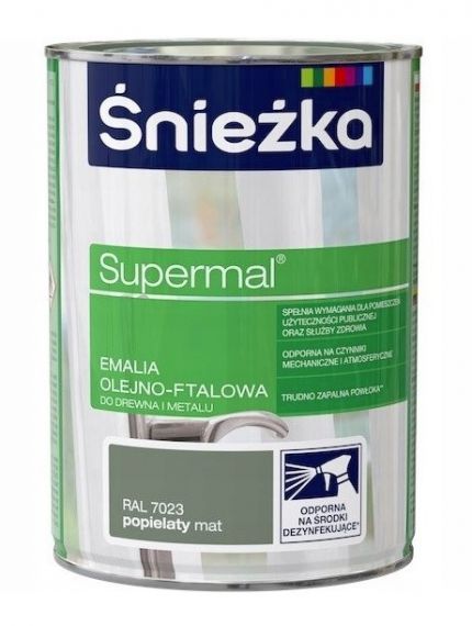 Emalia Olejno-Ftalowa Supermal Popielaty Mat 0,8L Śnieżka