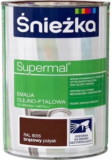 Emalia Olejno-Ftalowa Supermal Brązowy 0,8L Połysk Śnieżka