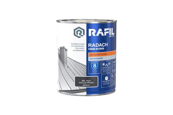 Farba Do Dachów Radach Szary Grafit Półmat RAL7024 0,75L Rafil