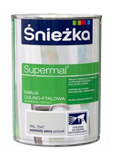 Emalia Olejno-Ftalowa Supermal Popielaty Średni 0.8L Śnieżka