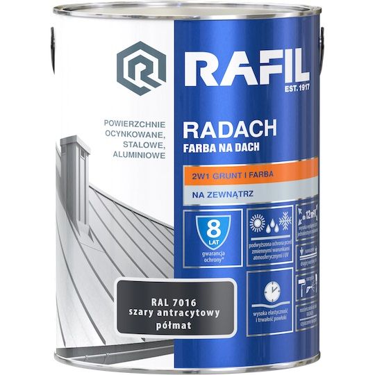 Farba Na Dach Radach 5L Antracyt Półmat RAL 7016 Rafil