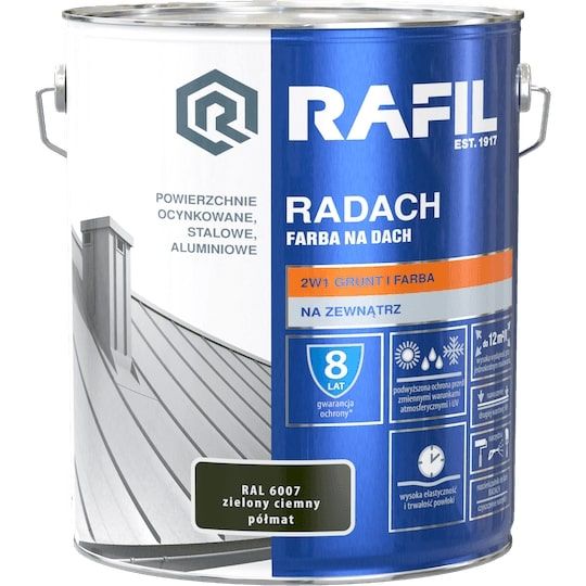 Farba Na Dach Radach 10L Zielony Ciemny RAL 6007 Rafil