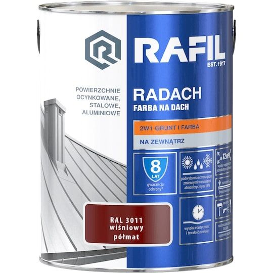 Farba Na Dach Radach 5L Wiśniowy RAL 3011 Rafil