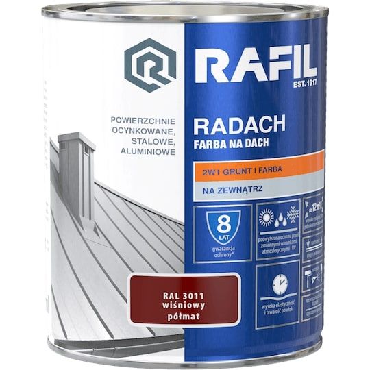 Farba Na Dach Radach 0,75L Wiśniowy RAL 3011 Rafil