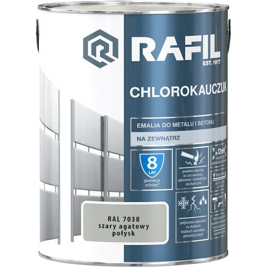 Emalia Chlorokauczukowa Szary Agatowy RAL7038 5L Rafil