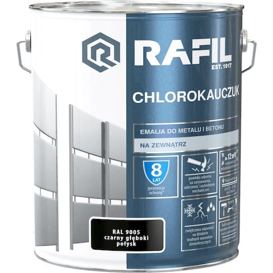 Emalia Chlorokauczukowa Czarny Głęboki RAL9005 10L Rafil